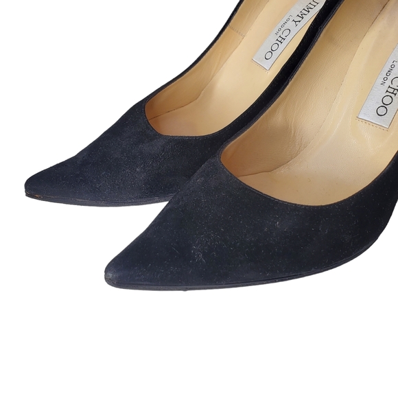 JIMMY CHOO Romy 100 Black Suede Stiletto Pump Heels Pointy Toe EU 38.5 Romy 100 - Picture 2 of 9